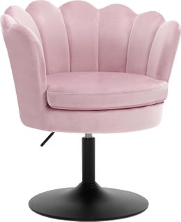 Chaise De Coiffeuse, Fauteuil Rembourré En Forme De Fleur, Pivotante 360°, Hauteur Réglable, Rose