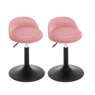 Lot De 2 Chaises Hauteur Réglable 42,5-58cm, En Velours, Rose