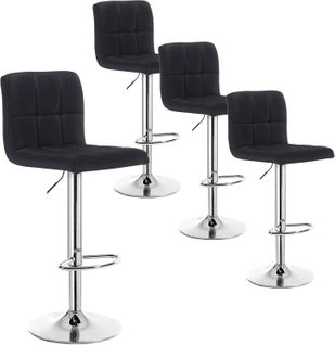Lot De 4 Tabouret De Bar En Lin-tabouret De Bar Pivotant-noir