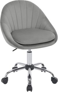 Chaise Bureau,chaise Coiffeuse Rembourré Avec Double Coussin,hauteur Réglable,en Velours,gris Clair