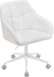 Chaise Bureau, Fauteuil De Bureau, Ergonomique, Pivotante, Rembourré En PU+Bouclette, Crème+Gris