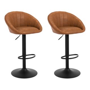 2 X Tabouret Bar, Chaise De Bar, Pivotante, Hauteur Réglable,Rembourré En Similicuir Vintage,Marron