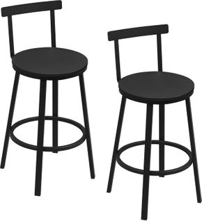 Lot De 2 Tabouret De Bar Avec Repose-pieds Et Dossier, Tabouret Haut, Siège En Mdf, Noir