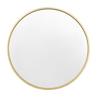 Miroir Rond, Miroir Mural, Cadre En Métal Doré, Φ70 Cm, Verre Clair Avec Panneau Arrière En Mdf