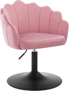 Chaise De Coiffeuse, Fauteuil Pivotant En Velours, Réglable En Hauteur, Dossier Pétale, Rose
