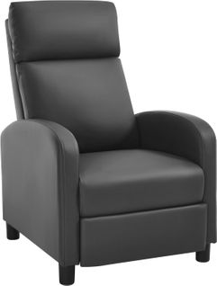 Fauteuil Relax Rembourrée, Canapé 1 Place, Dossier Et Repose-pieds Réglables, Appui-tête, Pu, Gris