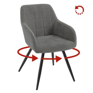 Chaise Pivotante Salle à Manger, Fauteuil Salle à Manger, Siège Rembourré En Velours, Gris Foncé