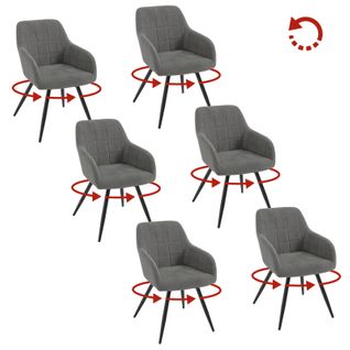 6 X Chaise Pivotante Salle à Manger,Fauteuil Salle à Manger,Siège Rembourré En Velours,Gris Foncé