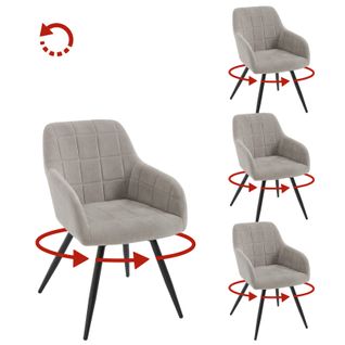 4 X Chaise Pivotante Salle à Manger,Fauteuil Salle à Manger,Siège Rembourré En Velours,Gris Clair