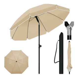 Parasol Jardin 195 Cm - Inclinaison Réglable - Anti-uv - Sac Inclus - Taupe