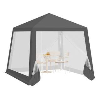 Tonnelle De Jardin, Pergola Avec Parois Latérales En Maille, Moustiquaire, 3x3m, Aspect Unique,gris