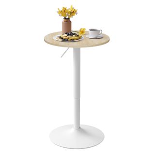 Table Bar Ronde, Table Haute Mange Debout Avec Plateau Pivotante, Base En Acier, Hauteur Réglable