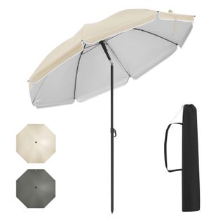 Parasol De Jardin Ø155cm, Imperméable En Tissu Anti-UV à Upf 50+, Inclinable, Beige