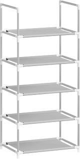 Étagère Chaussures, à 5 Niveaux, Rangement Chaussures, Étroit, Cadre En Métal, 41x28x89cm, Gris