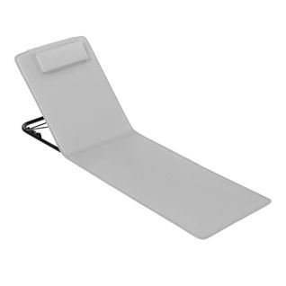 Bain De Soleil, Chaise Longue Pliable, Dossier Inclinable, Avec Oreiller, 48x132x54 Cm, Gris Clair