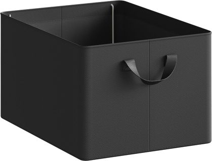 Boîte De Rangement Pliable, Panier De Rangement En Tissu Non-tissé, Avec Poignées, Noir, 42x32x26cm