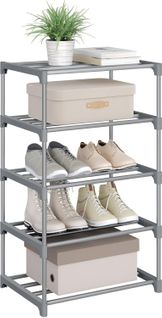 Étagère Chaussures à 5 Niveaux, Étroit,pour Entrée, Salon, Couloir, Tube En Métal, 42x30x71cm, Gris