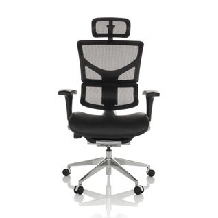 Fauteuil De Bureau Ergo-u2 Lm Cuir / Tissu Maille Noir Accoudoirs Fournis (réglables En Hauteur Et