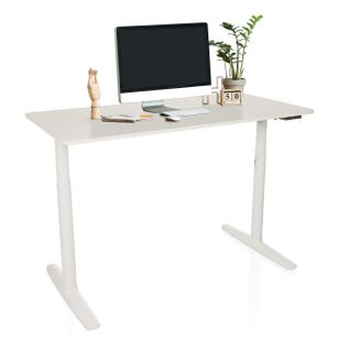 Bureau Stand Pro Panneau Mdf, Cadre En Acier Blanc
