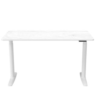 Bureau Stand Pro Panneau Mdf, Cadre En Acier Blanc/marbre