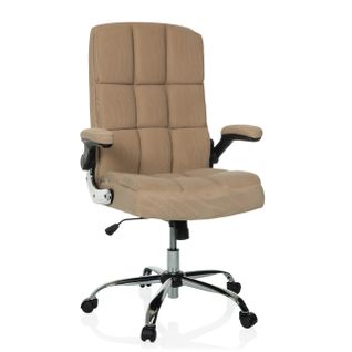 Chaise De Bureau Relax Wd 100 Tissu Beige Avec Accoudoirs Rabattables