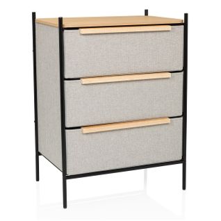 Commode 3 Tiroirs Stuvar Taupe Tissu