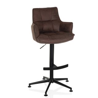 Tabouret De Bar Solao Life High Microfibre Marron Accoudoirs Compris