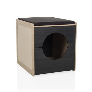 Maison Pour Chat Kitty Pawbox 2 Mdf, Laminé Noir/chêne