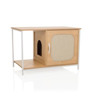 Maison Pour Chat Kittyhome 1 Mdf, Laminé Blanc/hêtre