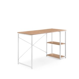 Bureau Easy Up2 Panneau De Particules Mélaminé, Structure En Acier Peinte En Époxy Blanc/chêne