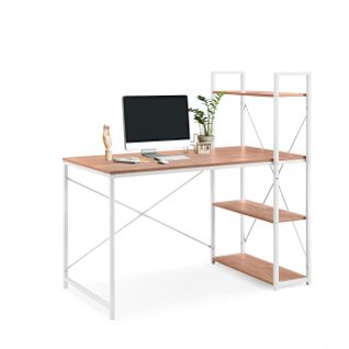 Bureau Easy Up3 Panneau De Particules Mélaminé, Structure En Acier Peinte En Époxy Blanc/chêne