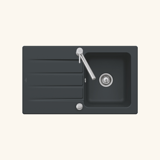 Evier Céramique Architectura Noir Full Black 1 Bac 1 Égouttoir