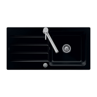 Evier Céramique Architectura Noir Full Black 1 Grand Bac 1 Égouttoir