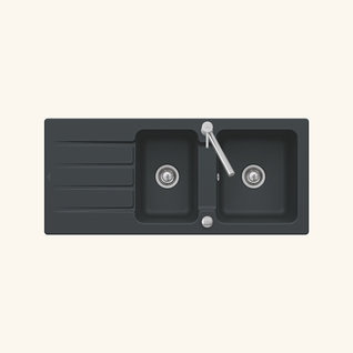 Evier Céramique Architectura Noir Mat 2 Bacs 1 Égouttoir