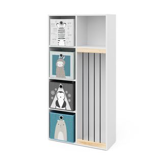 Bibliothèque Enfant Marvin 37032 Blanc 72x143cm Avec 4 Boxes Pliants Opt.2