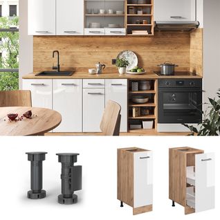 Meuble De Cuisine R-line 37485 Blanc Haute Brillance 30cm Sans Pt