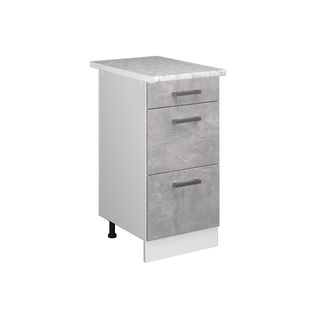 Meuble Cuisine R-line 37736 Béton 40cm Avec Tiroirs, Pt Marbre