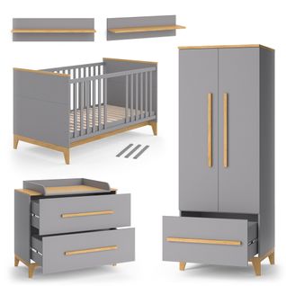 Set De Chambre Denfant Malia, Gris, Lot De 4