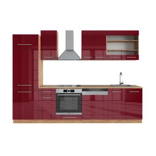 Cuisine Fame-line 38659 Bordeaux Brillant/chêne Doré 300cm Sans Pt