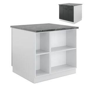 Îlot De Cuisine Fame-line 38709 Anthracite Maison De Campagne/blanc 90cm Avec Tiroir, Sans Pt