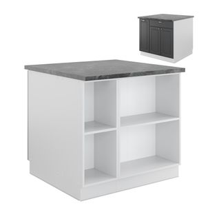 Îlot De Cuisine Fame-line 38710 Anthracite-or/blanc 90cm Avec Tiroir, Sans Pt