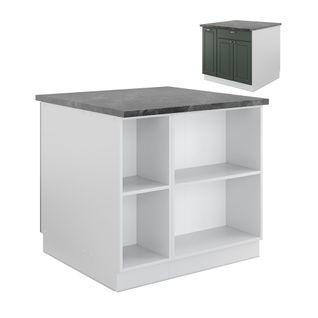 Îlot De Cuisine Fame-line 38711 Vert-or Landhaus/blanc 90cm Avec Tiroir, Sans Pt