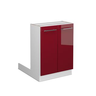 Îlot De Cuisine Fame-line 38549 Rouge Bordeaux Haute Brillance 60cm Sans Pt