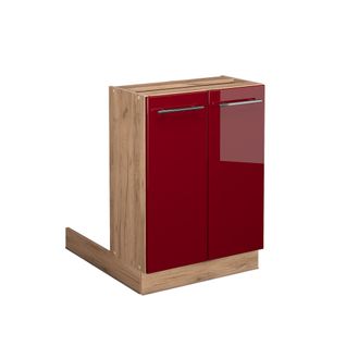 Îlot De Cuisine Fame-line 38627 Rouge Bordeaux Haute Brillance 60cm Sans Pt