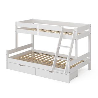 Lit Superposé Everest 39557 Blanc 120x200 / 80x200 Cm Avec Tiroirs