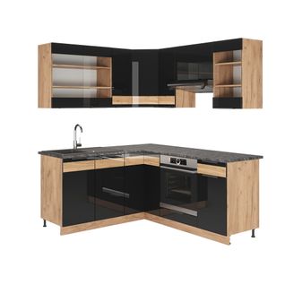 Concepts De Cuisine Fame-line, Chêne Noir Brillant/chêne Doré, 190cm