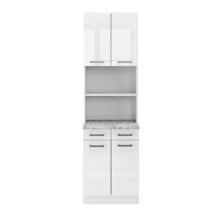 Bloc Cuisine R-line 40044 Blanc Haute Brillance 60cm , Pt Marbre