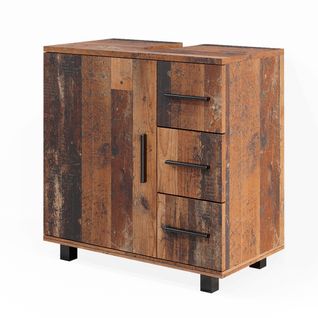 Meuble Sous Vasque Simple Ilias 40485 Chêne Rustique 60x60.8cm Avec Porte Et 3 Tiroirs