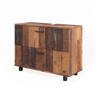 Meuble Sous Vasque Simple Ilias 40488 Chêne Rustique 80x60.8cm Avec 2 Tiroirs