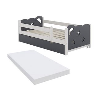 Lit Denfant Jessica 40341 Gris 70x140 Cm Avec Tiroir Et Matelas